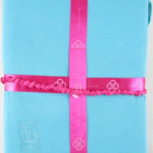 NWT Charter Club Aqua Snowflake Knit & Flannel Pajamas Pajama Set, XL, $45 - Picture 2 of 2